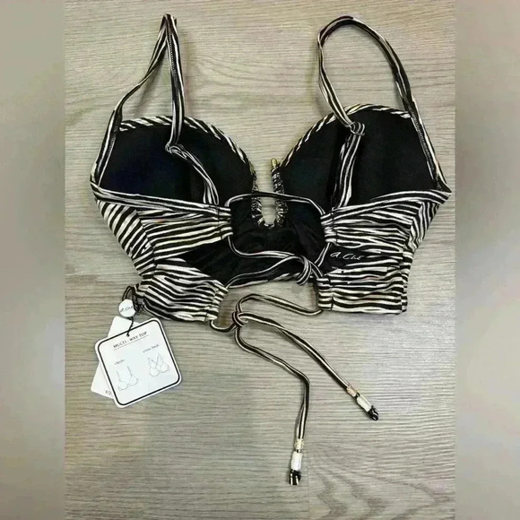 A.CHE Women’s Hermosa Tala Foam-Padded Jersey Longline Bikini Top Size S - Picture 3 of 8